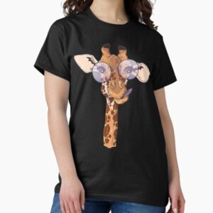 Cute Giraffe With Pink Round Shaped Glasses — graphic tee