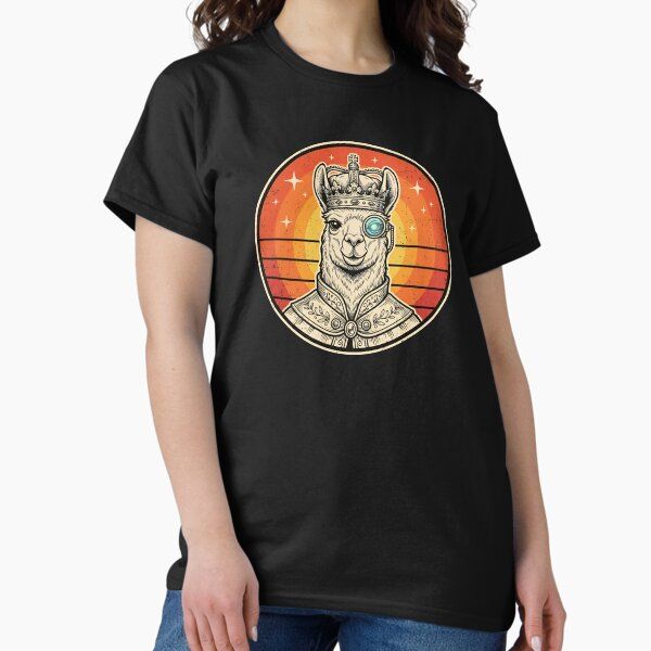 Retro Cyber Monocle King Llama Vintage Badge