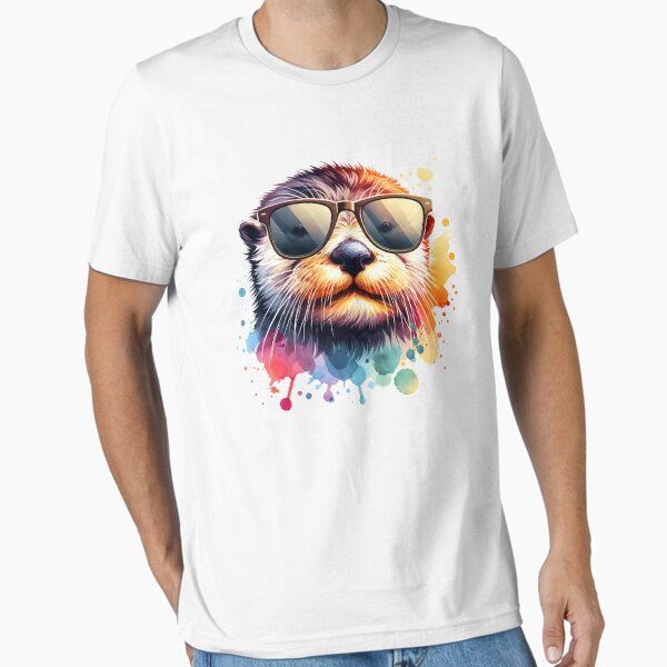 Watercolor Sea Otter Wearing Sunglasses
