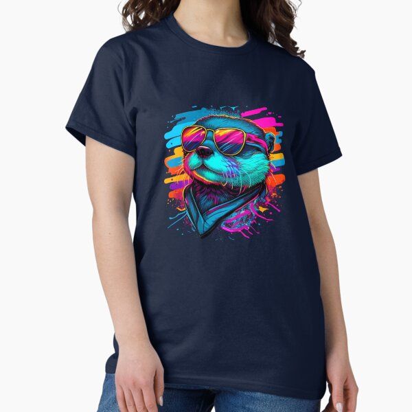 80s Synthwave Style Otter with Sunglasses