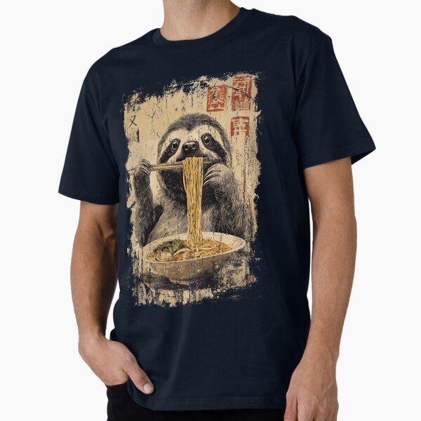 Sloth eating ramen - vintage paint